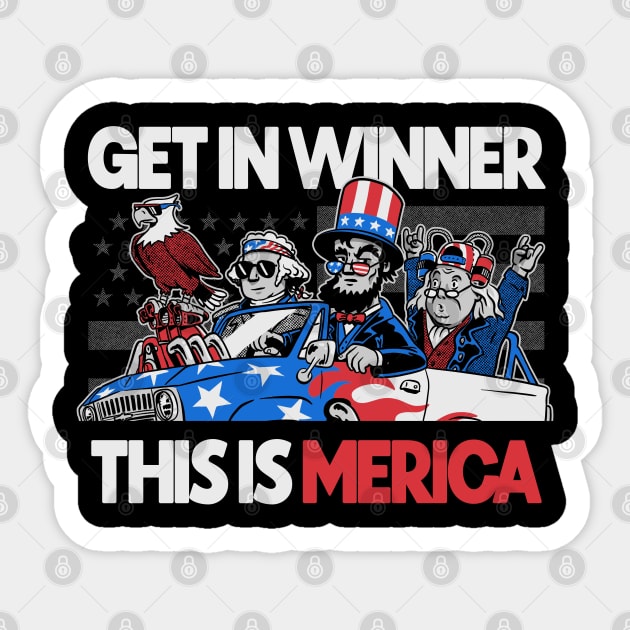 Get in Winner This is America US Presidents 4th of July Monster Truck Sticker by vo_maria